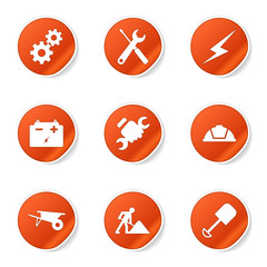 Construction Tools Orange Vector Button Icon Design Set