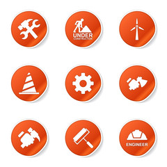 Construction Tools Orange Vector Button Icon Design Set 2
