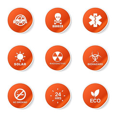 Warning Sign Orange Vector Button Icon Design Set