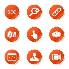 SEO Internet Sign Orange Vector Button Icon Design Set 11