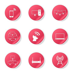 Telecom Communication Pink Vector Button Icon Design Set 2