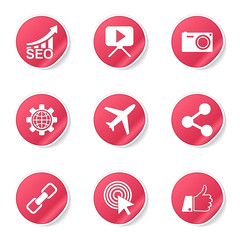 SEO Internet Sign Pink Vector Button Icon Design Set 1