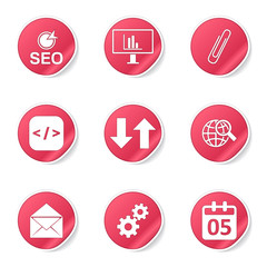 SEO Internet Sign Pink Vector Button Icon Design Set 6
