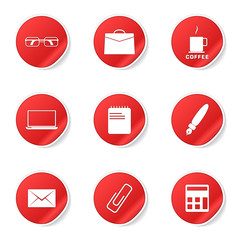 Office Work Red Vector Button Icon Design Set