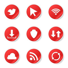 Web Internet Social Red Vector Button Icon Design Set
