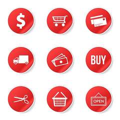 Shopping Sign Red Vector Button Icon Design Set