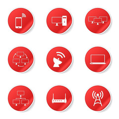 Fototapeta premium Telecom Communication Red Vector Button Icon Design Set 2