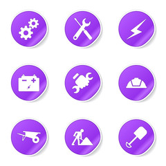 Construction Tools Violet Vector Button Icon Design Set