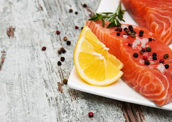portions of fresh salmon fillet