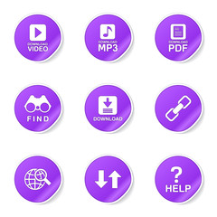 Multimedia Web Internet Violet Vector Button Icon Design Set