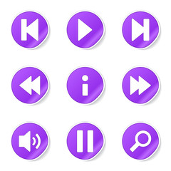 Multimedia Controller Violet Vector Button Icon Design Set