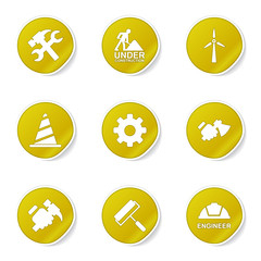 Construction Tools Yellow Vector Button Icon Design Set 2