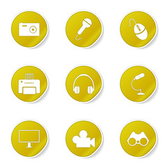 Electronic Equipment Yellow Vector Button Icon Design Set