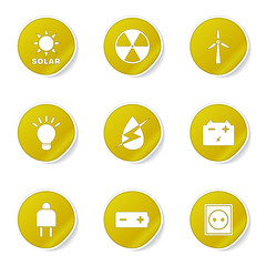 Energy Sign And Symbol Yellow Vector Button Icon