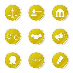 Law Sign Yellow Vector Button Icon Design Set