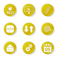 SEO Internet Sign Yellow Vector Button Icon Design Set 6