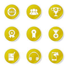 SEO Internet Sign Yellow Vector Button Icon Design Set 9