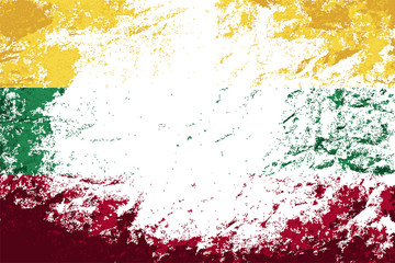 Lithuanian flag. Grunge background. Vector illustration