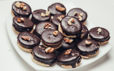 chocolate handmade biscuit with walnut