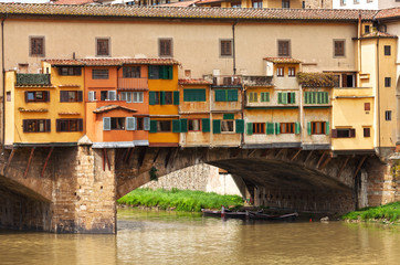 Fragment of Ponte Vecchio  in Florence,  Italy.