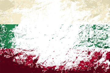 Bulgarian flag. Grunge background. Vector illustration