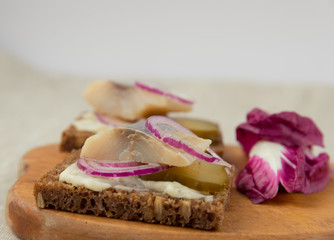 Herring sandwich with cucumber