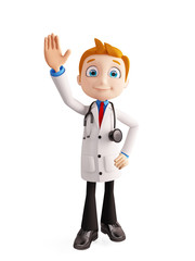 doctor with saying hi pose