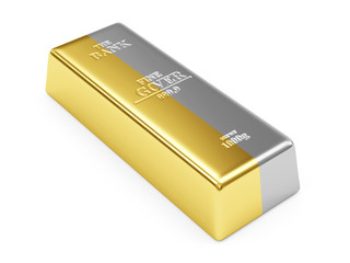 Golden and Silver Bar in One. Banking Financial Concept