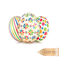 Set of colorful Easter eggs  Isolated on white background