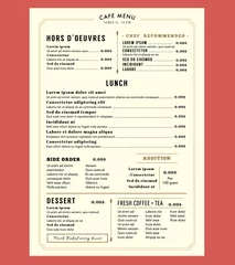 Fotobehang Menu Design for Lunch Restaurant Cafe Graphic Design Template la © MMmemo