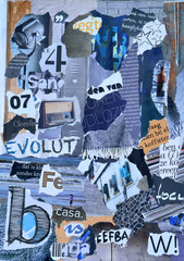 moodboard of magazines in grey, blue,wooden colors