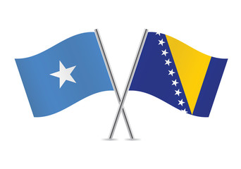 Somalia and Bosnia and Herzegovina flags. Vector illustration.