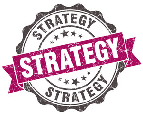 strategy grunge violet seal isolated on white