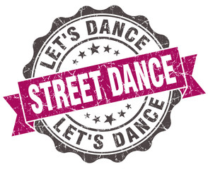 street dance grunge violet seal isolated on white