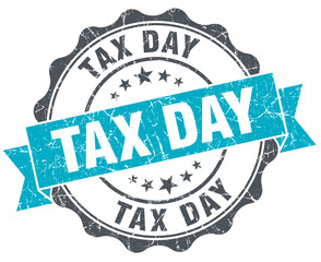 tax day vintage turquoise seal isolated on white
