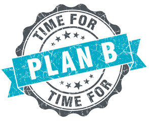 time for plan b vintage turquoise seal isolated on white