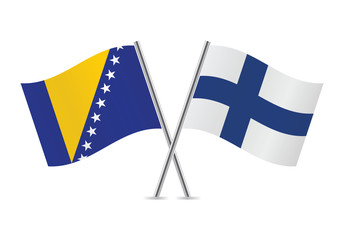 Finland and Bosnia and Herzegovina flags. Vector illustration.