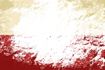 Polish flag. Grunge background. Vector illustration