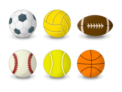 Sport Bälle Icons sportlich Fußball  Basketball Volleyball