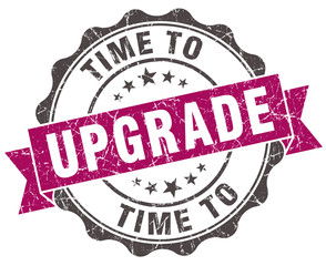 time to upgrade grunge violet seal isolated on white