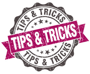 Fototapeta premium tips & tricks grunge violet seal isolated on white