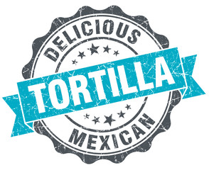 tortilla vintage turquoise seal isolated on white