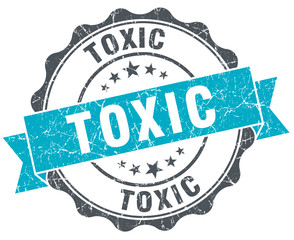 toxic vintage turquoise seal isolated on white