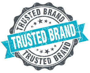 trusted brand vintage turquoise seal isolated on white