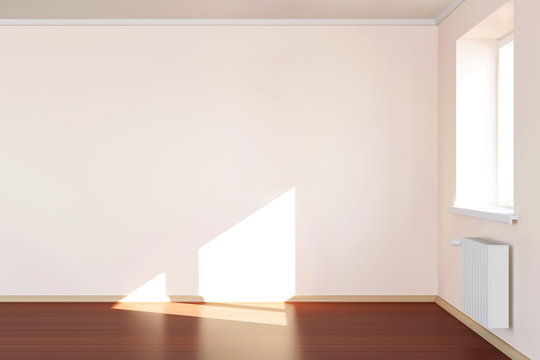 Modern Empty Room 3D Interior in Light Tones