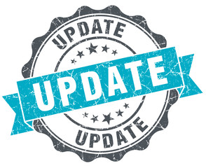 update vintage turquoise seal isolated on white