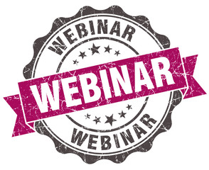 webinar grunge violet seal isolated on white