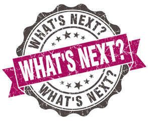 what's next grunge violet seal isolated on white