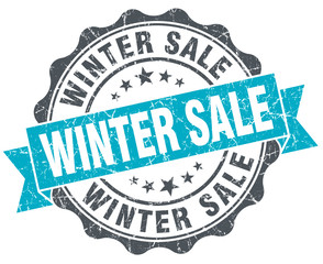 Fototapeta premium winter sale vintage turquoise seal isolated on white