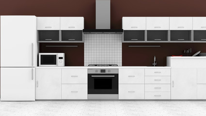 Modern Kitchen Interior (Hight Resolution 3D Image)